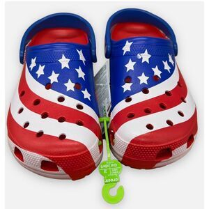 Crocs American Flag Clogs‎ Mens 10 Womens 12 Red White Blue Team USA Patriotic